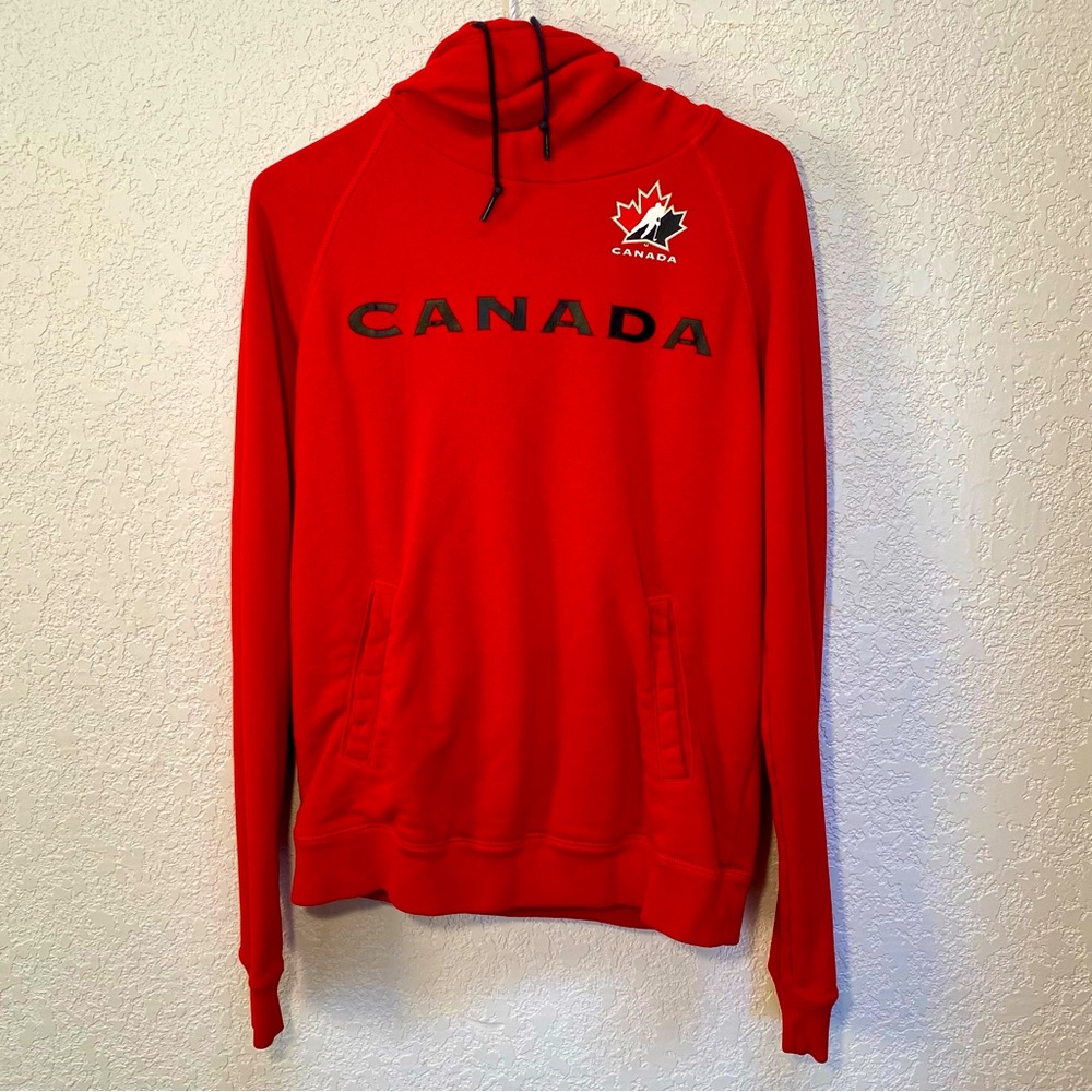 Nike Canada Hockey Hoodie Women’s Medium Red Cowl Neck Sport Pullover Sweatshirt